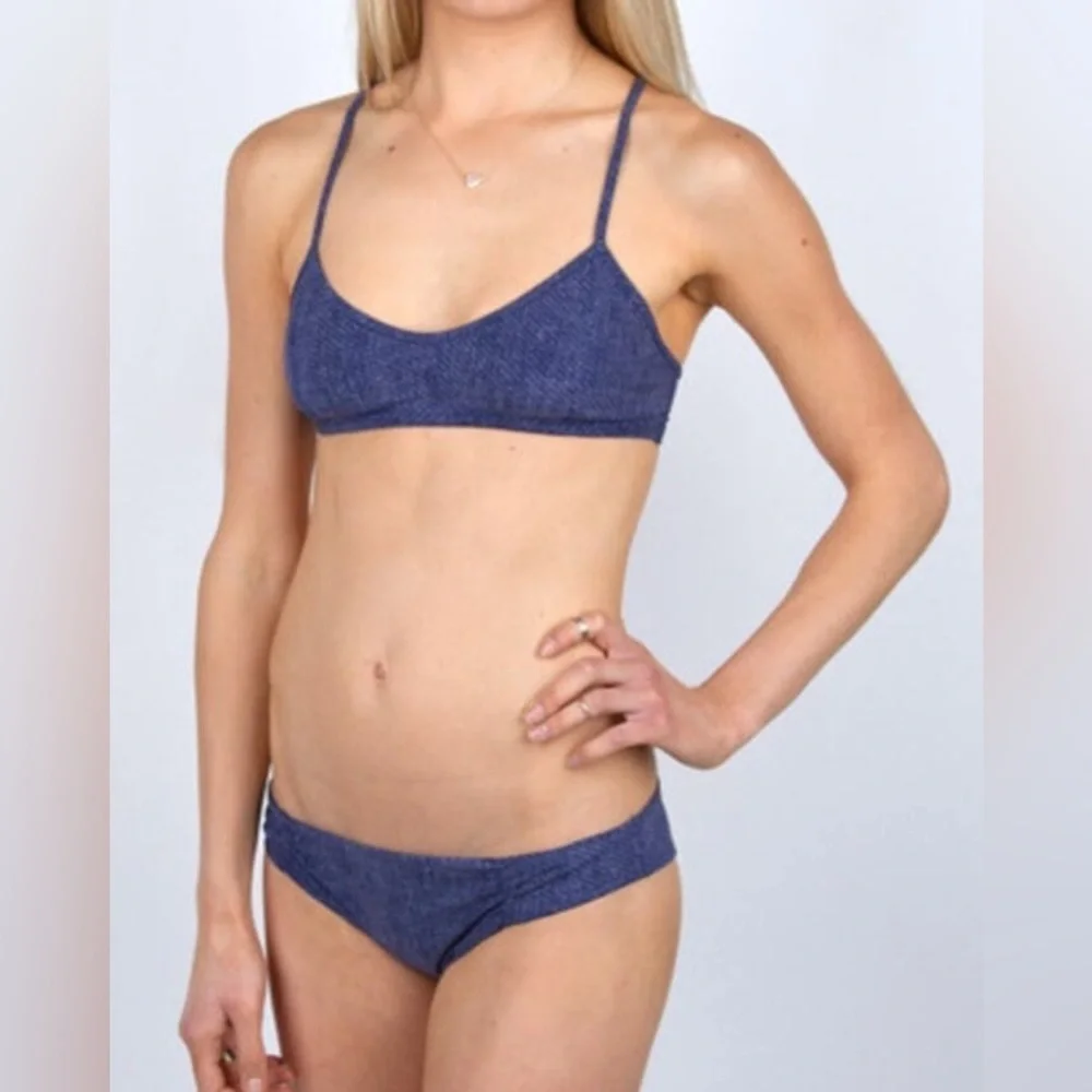 L*Space Nanette Dreamer Denim Bikini Top - Size S